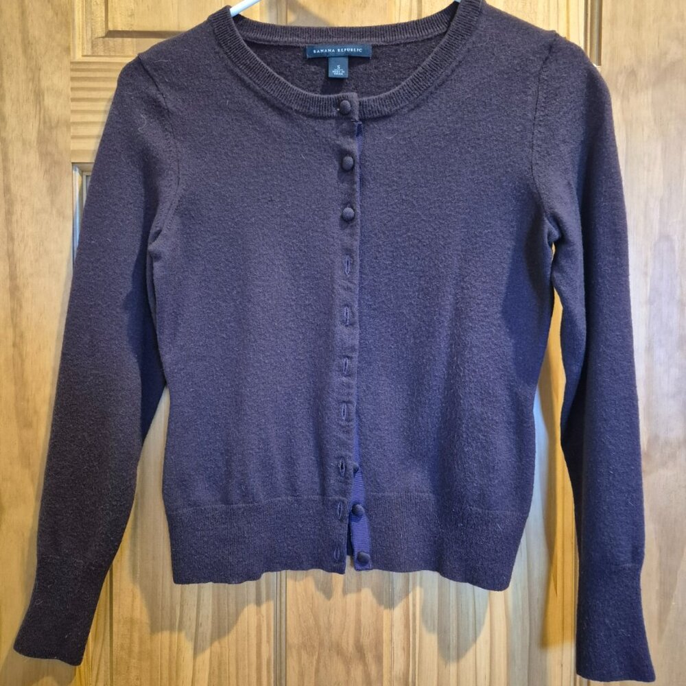 Banana Republic Merino Wool Blend Cardigan in Plum